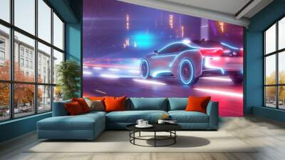 Future car going on the road 3d illustration Wall mural