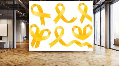 Endometriosis awareness month. Big set of yellow ribbons. Vector flat illustration. Wall mural