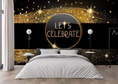 Holiday gold sparkling background Wall mural