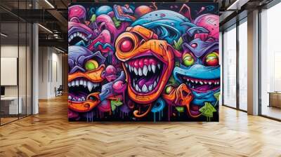 graffiti style on black background Wall mural