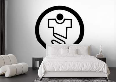 T-shirt on hanger vector icons sign. Clothing shop or laundry, clothes cleaning symbol Wall mural