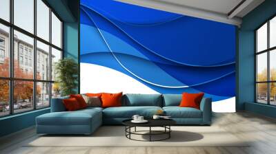 Abstract blue waves - data stream concept. Vector Illustration Wall mural