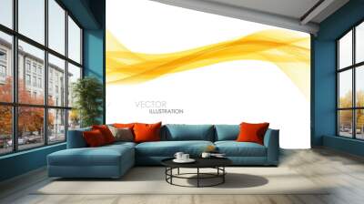 Abstract orange waves - data stream concept. Vector illustration Wall mural