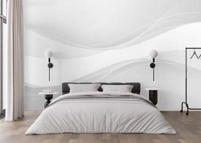 Abstract white waves. Vector Wall mural