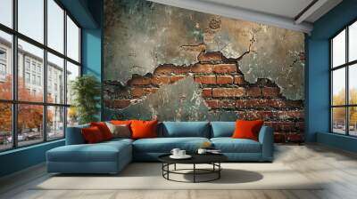 destroyed wall background, Generate AI. Wall mural