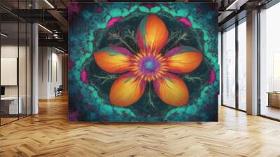 Frattale colorato con fiori Wall mural