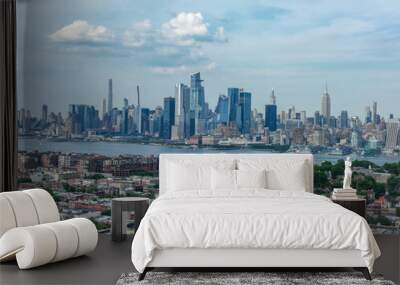 Aerial View of Hoboken downtown and Manhattan Skyline on the background. Wall mural