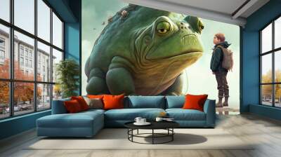 A giant frog and a boy Wall mural