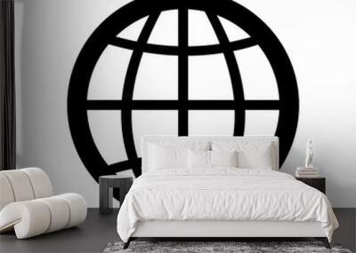 glob us icon in black and white Wall mural