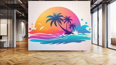 summer background with palm trees Wall mural