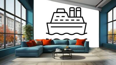 Cruise ship outline icons, minimalist vector illustration ,simple transparent graphic element .Isolated on white background Wall mural