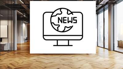 World news outline icons, vector illustration ,simple transparent graphic element .Isolated on white background Wall mural