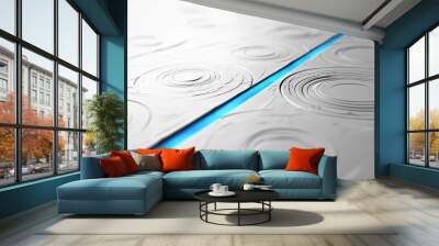 Abstract Ripples and a Blue Line on a White Surface Wall mural