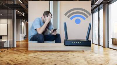 Wifi router with low signal. Version 2 - WiFi icon Wall mural