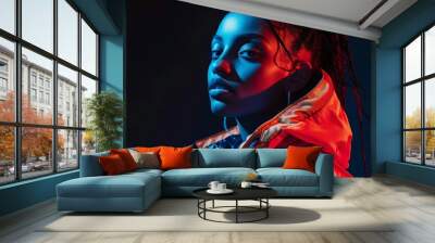 fashion studio photo of a young black woman Wall mural