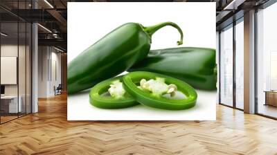 green peppers in plain background Wall mural