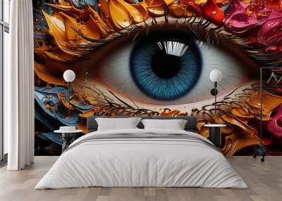 3d photo of a eye of the world and amazing design wallpaper made with generative AI Wall mural