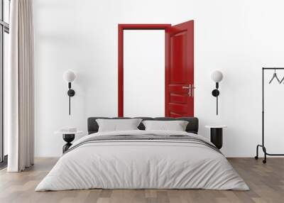 Set of different red door isolated 3d illustration render on white background Wall mural