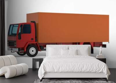 truck van transport isolated 3d rendering illustration on a white background Wall mural