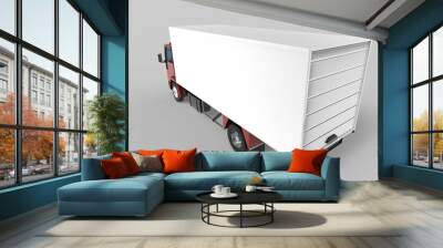 truck van transport isolated 3d rendering illustration on a white background Wall mural