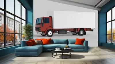 truck van transport isolated 3d rendering illustration on a white background Wall mural