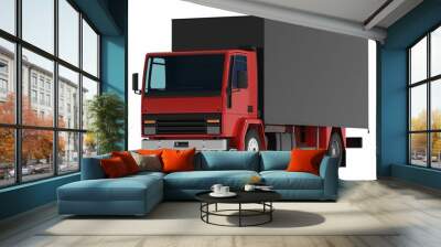 truck van transport isolated 3d rendering illustration on a white background Wall mural