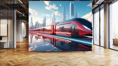 High speed train in modern and luxury city. Wall mural