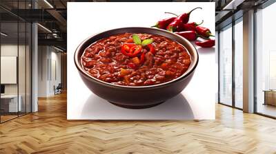 Chili meat meal dish AI image illustration isolated on white background. Delicious tasty popular food concept. American favourite cuisine  Wall mural