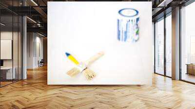 two brushes with paint can Wall mural