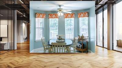 Light Blue Eat-In Dining Room next to the kitchen with a tile floor, table and chairs Wall mural