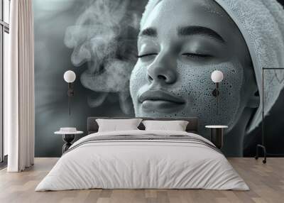 Beauty treatment of young female face Wall mural