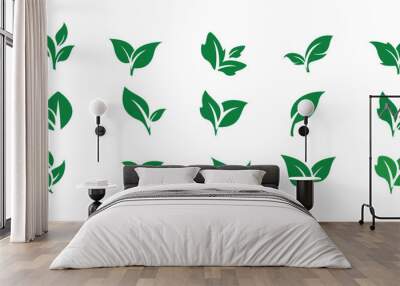 Green tea leaf collection isolated  Wall mural