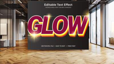 Text effect glow neon light 3d style premium, extra glowing modern type. Wall mural