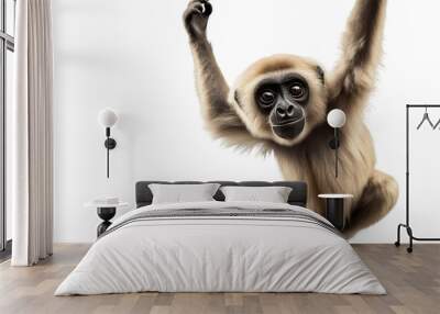 Aerial Acrobatics of the Playful Primate on a White or Clear Surface PNG Transparent Background.. Wall mural