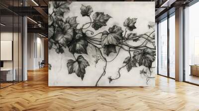 black and white flowers Wall mural