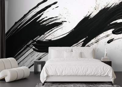 Black and white Grunge Brush strokes Background. Brush strokes texture. Black brush strokes isolated on white background. Black and white Grunge texture Wall mural