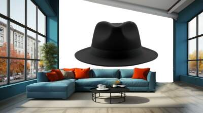 Black Hat on White Background. on a White or Clear Surface PNG Transparent Background. Wall mural