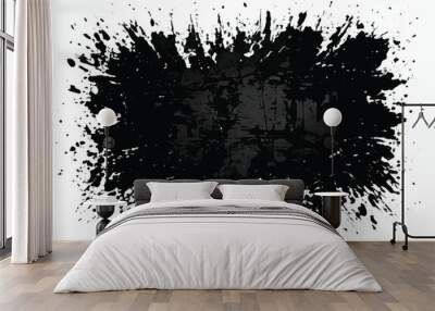 Brush Stroke Overlay, Grunge Charcoal Splash Brush, Ink Paint Splash, Brush Stroke Black color. Vector Illustration. Grunge background of black and white. Black grunge texture on white background.  Wall mural