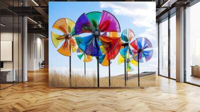 colorful windmill in the wind Wall mural