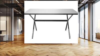 Durability Meets Style Elegant Steel Table on a White or Clear Surface PNG Transparent Background Wall mural