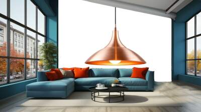 Hanging Copper Colored Light Fixture. On a White or Clear Surface PNG Transparent Background. Wall mural