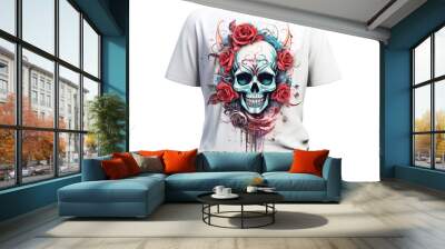 Illustrated T shirt on a Clear Surface or Transparent Background. Generative AI Wall mural