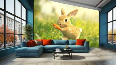 rabbit in the grass Wall mural