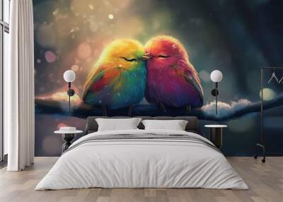 two birds on a branch Wall mural