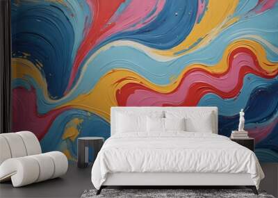 Vivid Abstract Swirls - Colorful abstract painting with dynamic swirling patterns Wall mural