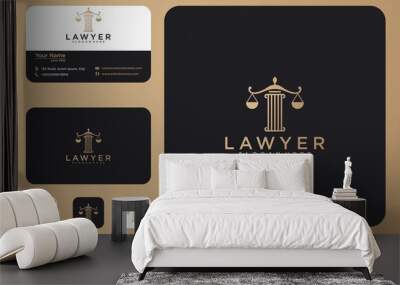 Law firm with pillar logo design and business card Wall mural