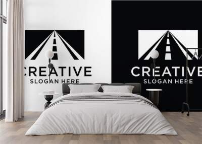 Tarred road or highway logo design Wall mural