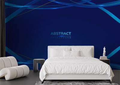 Modern 3d blue science technology abstract background with 3d ribbons and roots with shiny edges Wall mural