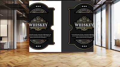 Whiskey Bourbon Vintage luxury antique border frame western engraving labels for beer wine whiskey alcohol product box packaging label vector printable template Wall mural