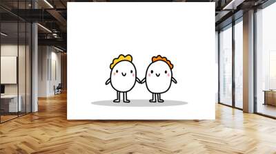 Two man homosexual lesbian family. Type of relations. Vector illustration. Cartoon minimalism Wall mural